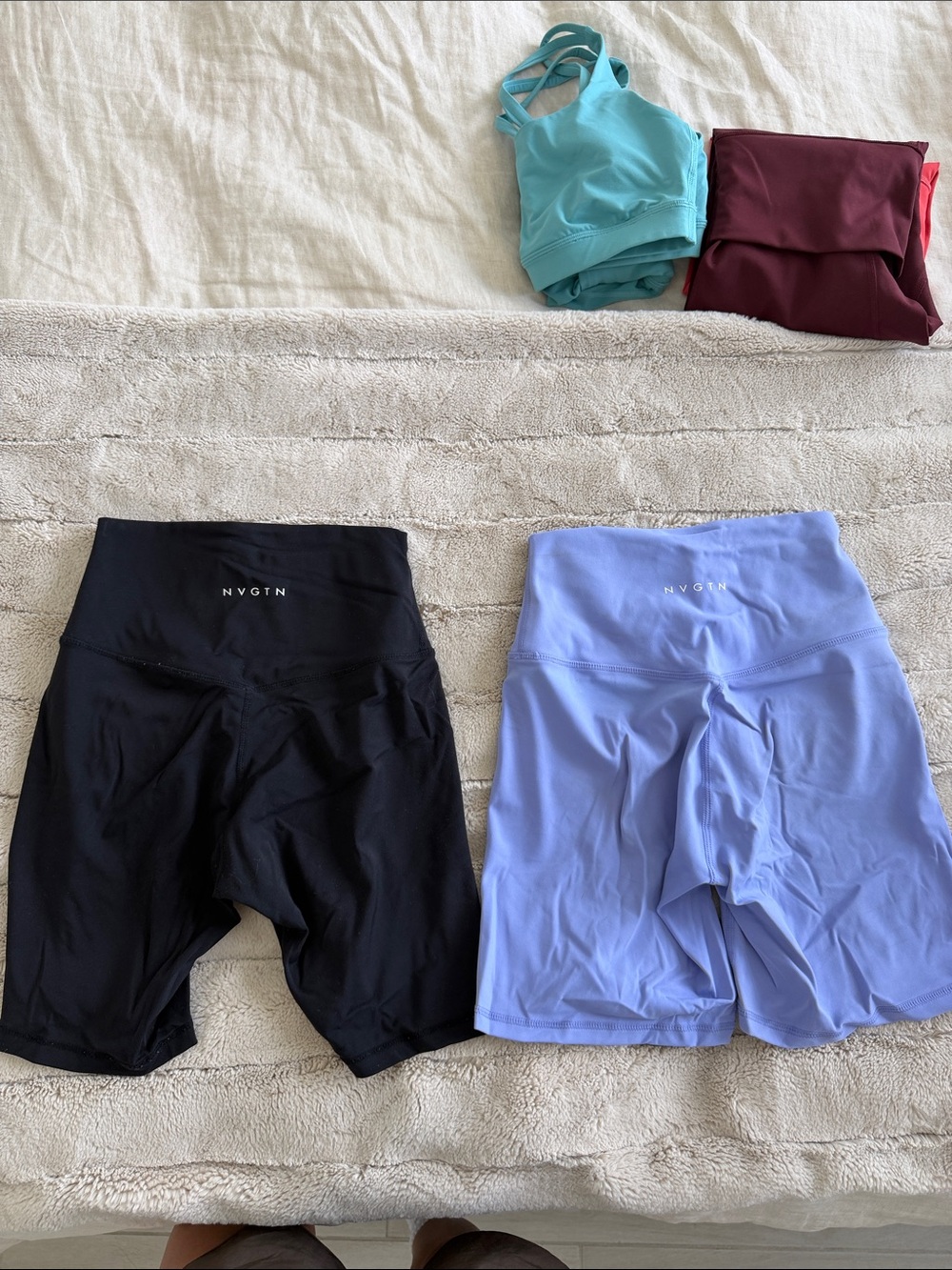 NVGTN High-Waist Bike Shorts - Black & periwinkle